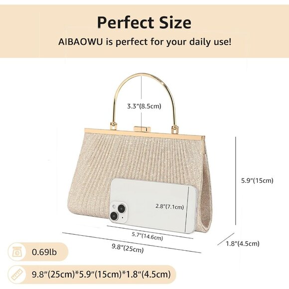 Women\'s Cream Shoulder Evening Chain Strap Sparkly Fashionable Clutch Bag